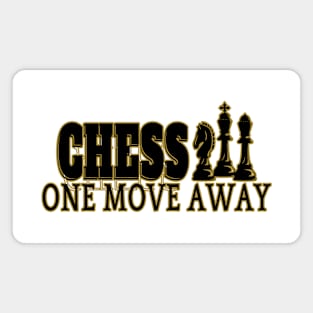 Chess One Move Away trimmed In gold colour Magnet